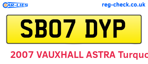 SB07DYP are the vehicle registration plates.