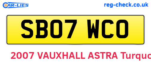 SB07WCO are the vehicle registration plates.