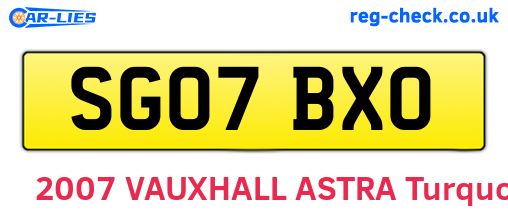 SG07BXO are the vehicle registration plates.