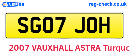 SG07JOH are the vehicle registration plates.