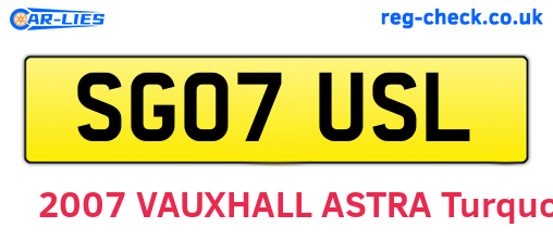 SG07USL are the vehicle registration plates.