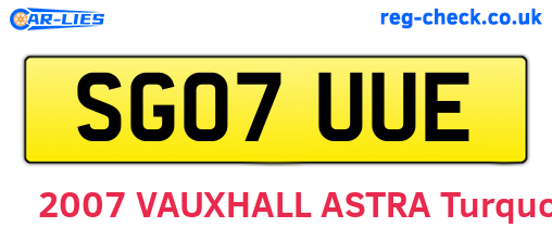 SG07UUE are the vehicle registration plates.