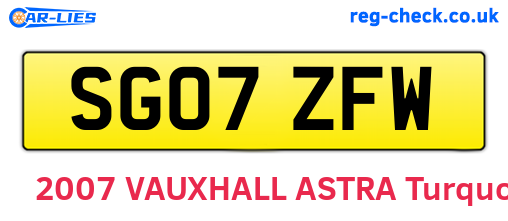 SG07ZFW are the vehicle registration plates.