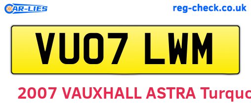 VU07LWM are the vehicle registration plates.