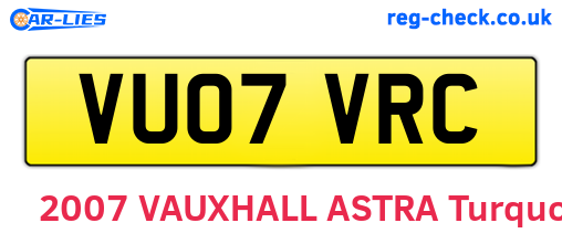 VU07VRC are the vehicle registration plates.