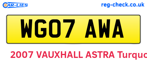 WG07AWA are the vehicle registration plates.