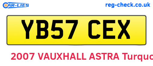 YB57CEX are the vehicle registration plates.