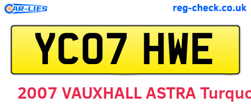 YC07HWE are the vehicle registration plates.