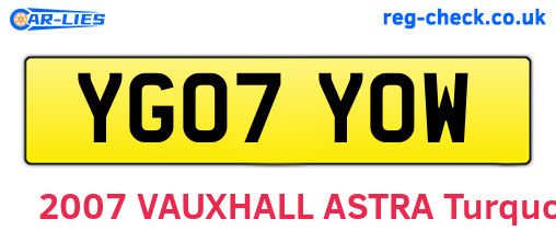 YG07YOW are the vehicle registration plates.