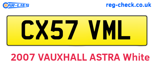 CX57VML are the vehicle registration plates.