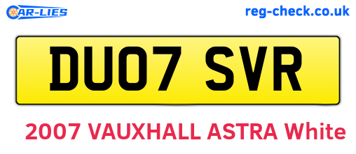 DU07SVR are the vehicle registration plates.