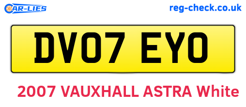 DV07EYO are the vehicle registration plates.