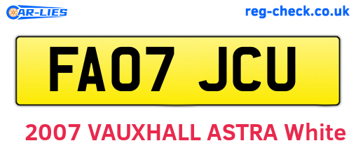 FA07JCU are the vehicle registration plates.