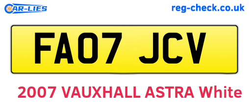 FA07JCV are the vehicle registration plates.