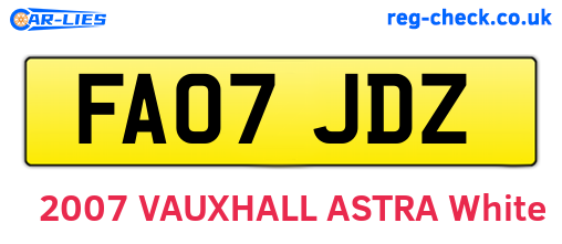 FA07JDZ are the vehicle registration plates.