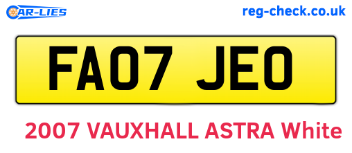 FA07JEO are the vehicle registration plates.