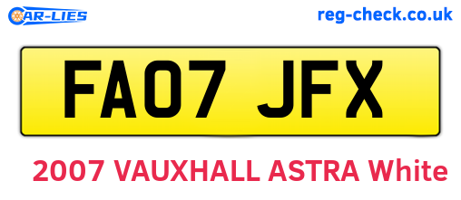 FA07JFX are the vehicle registration plates.