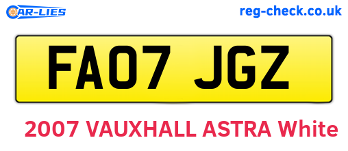 FA07JGZ are the vehicle registration plates.