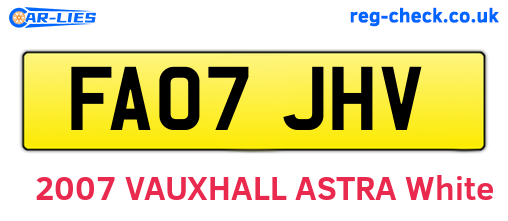 FA07JHV are the vehicle registration plates.