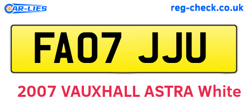 FA07JJU are the vehicle registration plates.
