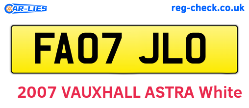 FA07JLO are the vehicle registration plates.