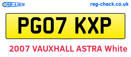 PG07KXP are the vehicle registration plates.