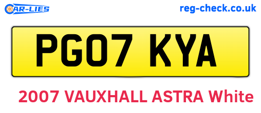 PG07KYA are the vehicle registration plates.