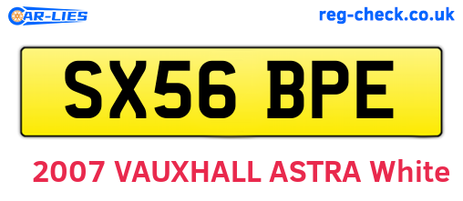 SX56BPE are the vehicle registration plates.