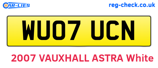 WU07UCN are the vehicle registration plates.