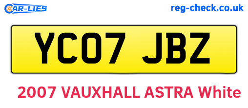 YC07JBZ are the vehicle registration plates.