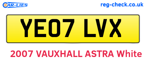 YE07LVX are the vehicle registration plates.