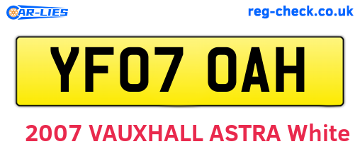 YF07OAH are the vehicle registration plates.