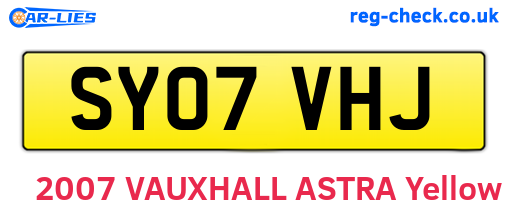 SY07VHJ are the vehicle registration plates.