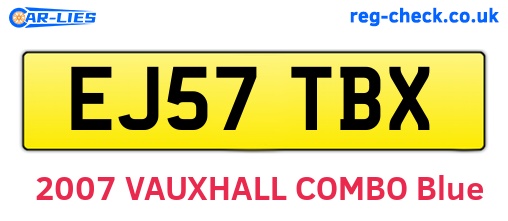 EJ57TBX are the vehicle registration plates.