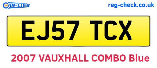 EJ57TCX are the vehicle registration plates.