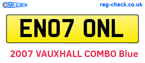 EN07ONL are the vehicle registration plates.