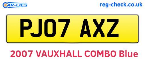 PJ07AXZ are the vehicle registration plates.