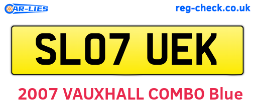 SL07UEK are the vehicle registration plates.