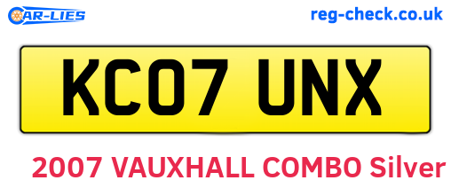 KC07UNX are the vehicle registration plates.