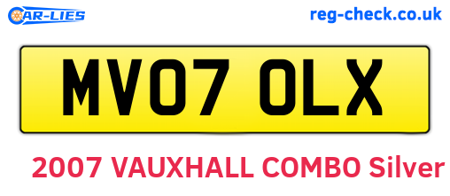 MV07OLX are the vehicle registration plates.