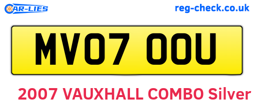 MV07OOU are the vehicle registration plates.