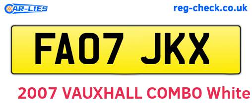 FA07JKX are the vehicle registration plates.