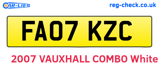FA07KZC are the vehicle registration plates.