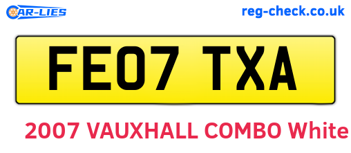 FE07TXA are the vehicle registration plates.