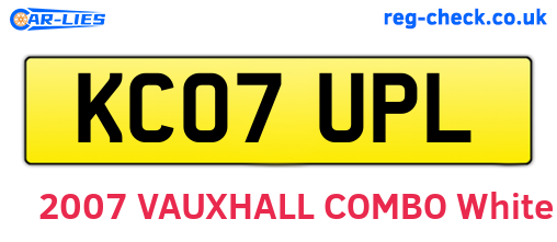 KC07UPL are the vehicle registration plates.