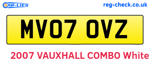 MV07OVZ are the vehicle registration plates.