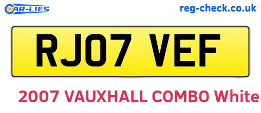 RJ07VEF are the vehicle registration plates.