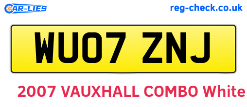 WU07ZNJ are the vehicle registration plates.