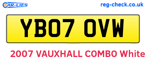 YB07OVW are the vehicle registration plates.