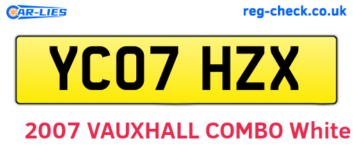 YC07HZX are the vehicle registration plates.